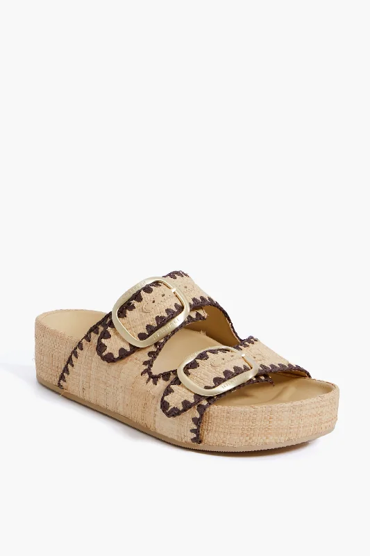 Natural and Dark Brown Straw Theo Two Band Sandal